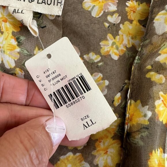 Anthropologie Kimono Cardigan Butter Yellow Boho Beachy Floral - Picture 8 of 16